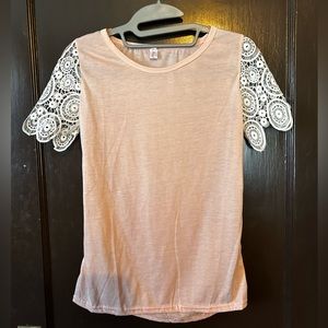 Boho Lace Shouldered Pink Top